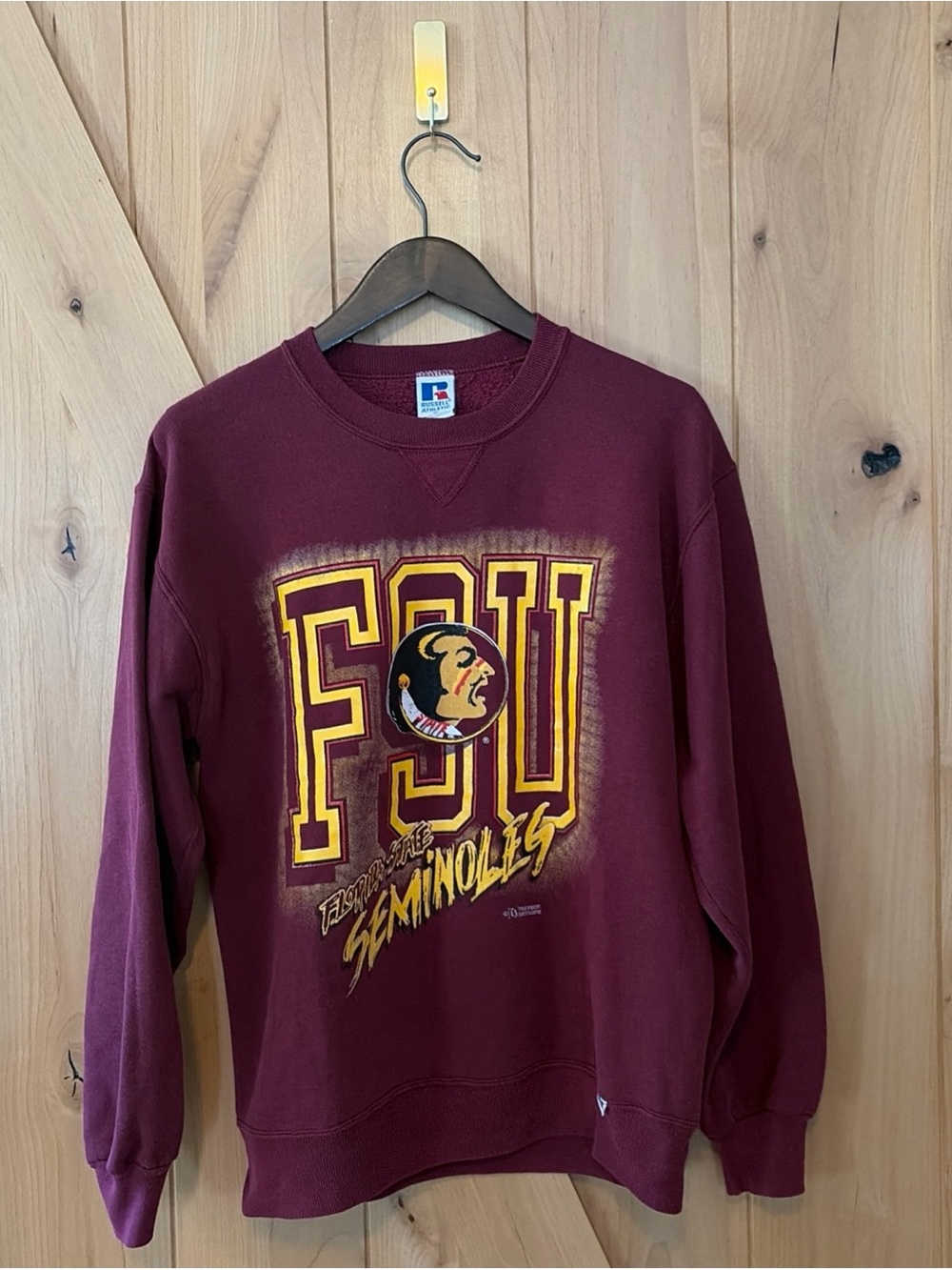 RARE VTG 90s Florida State Seminoles FSU Face Russell Crewneck Sweatshirt M